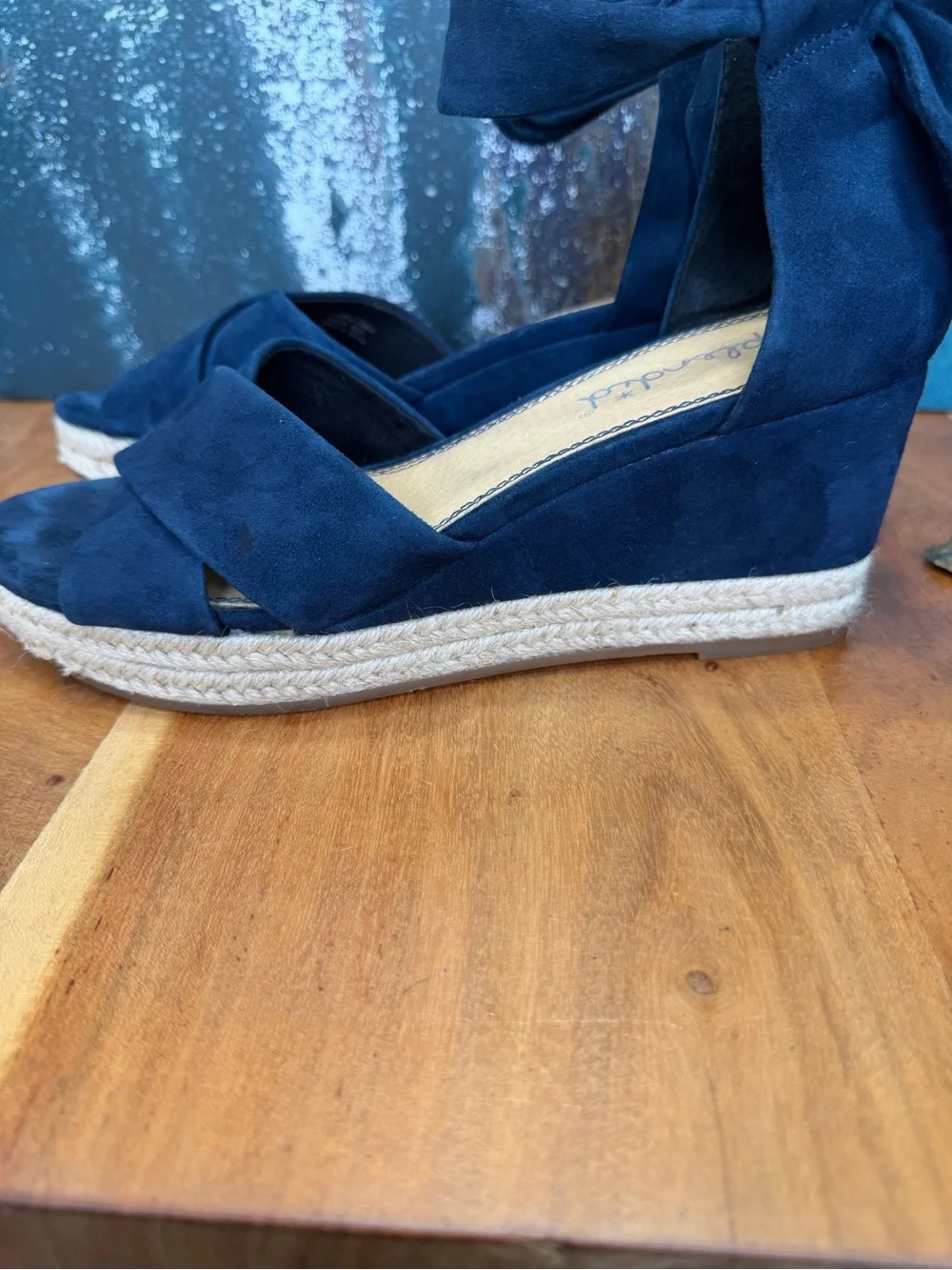 Splendid Coastal Chic‎ Boho 2010’s Blue Suede Espadrille Wedge Sandals (VGUC)